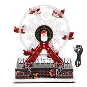 P&P Multicolour LED Rotating Christmas Ferris Wheel Music Box USB Powered Decoration