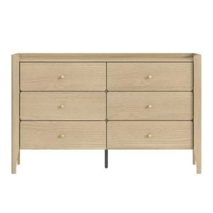Cosmoliving Natural Oak 6-drawer Dresser - Modern Scandinavian Lowboy Chest