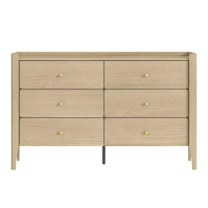 Cosmoliving Natural Oak 6-drawer Dresser - Modern Scandinavian Lowboy Chest