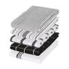 5pc Harbour Housewares Cotton Tea Towel Set Monochrome Striped 70cm x 50cm