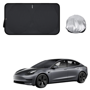 Front Windscreen Sun Shade for Tesla Model 3 2017 - 2023 - Standard 150 x 85 cm - Black