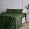 Bedding Co. Sheet Set 100% French Flax Linen Soft Olive Queen