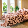 Super King Bedspread Set – 100% Cotton – Comferter Set (Light Pink/Brown)