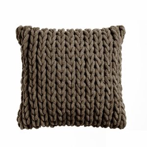Cable Appliqued Filled Cushion - Expresso 45cm x 45cm
