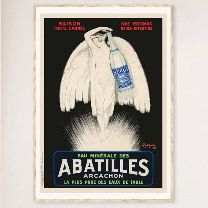 Galrie Vintage Abatilles Arcachon Mineral Water Poster by Leonetto Cappiello Artwork, Wood Frame, A3 30 x 42cm (12 x 16inch)