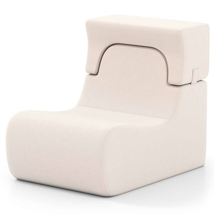 Costway Floor Chair Lazy Sofa Headrest Washable Ice Velvet Cover Beige