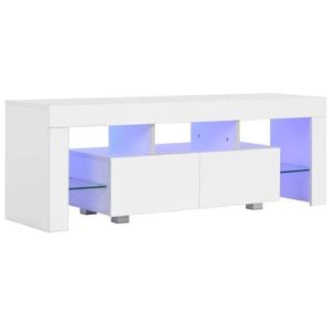 vidaXL TV Cabinet with LED Lights High Gloss White Media Entertainment Center