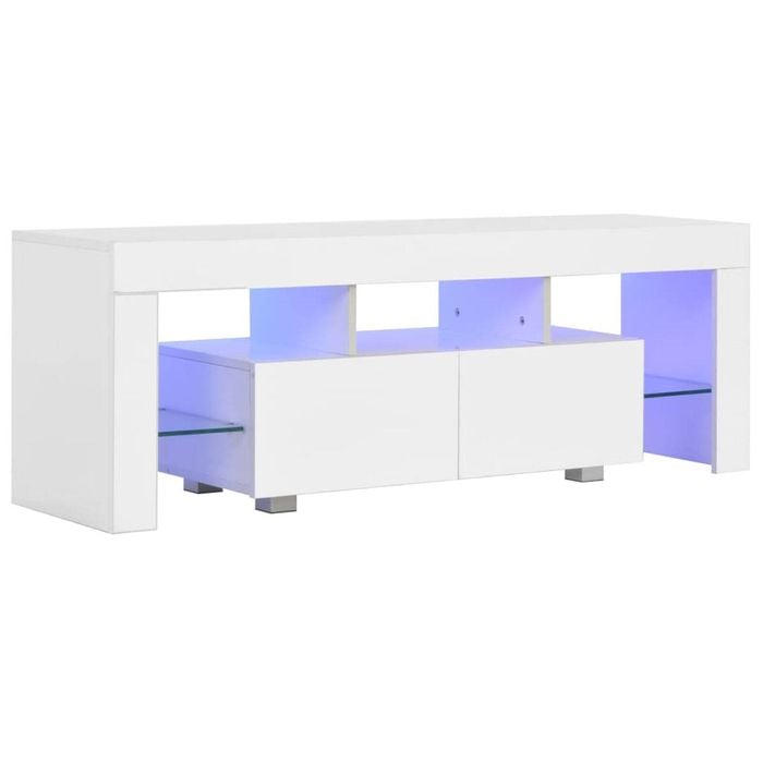 vidaXL TV Cabinet with LED Lights High Gloss White Media Entertainment Center