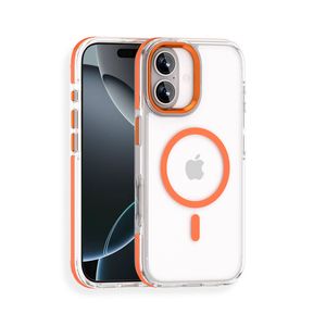 For Apple iPhone 17 Magsafe Magnetic Back Case Shockproof Protective Clear Cover (Orange)