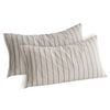 Dreamaker Rumi Washed Cotton King Pillowcase Twin Pack White with Graphite Stripe