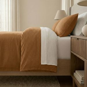 3pc Renee Taylor Washed Linen Cotton Quilt Cover Set Terracotta Double