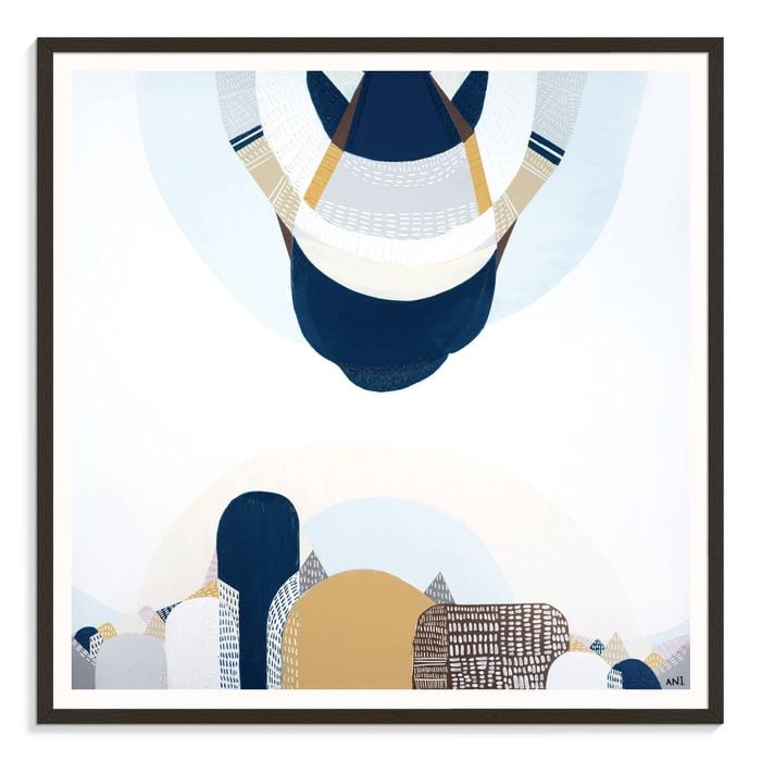 Artist Lane "Blue Mountains 2  " by Ani Ipradjian - 102x102cm Black Framed Print
