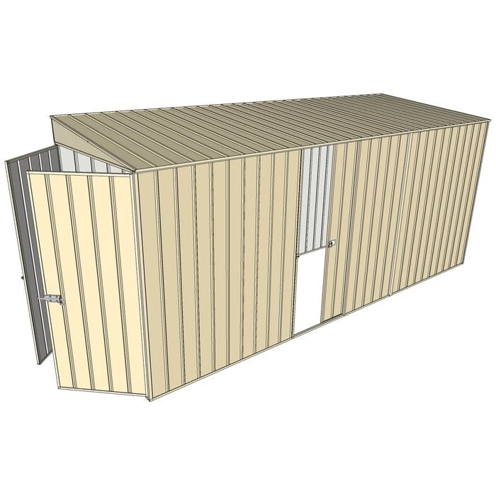 Build-a-Shed 1.5 x 4.5 x 2m Single Sliding Side Door Skillion Shed - Cream