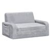 Ufurniture  3-in-1 Kids Couch Convertible Toddler Armrest Lounge Chair with Side Storage Pockets and Non-Slip Base Grey