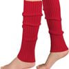 Pair of Womens Leg Warmers Disco Winter Knit Dance Party Crochet Legging Socks Costume - Red - Red