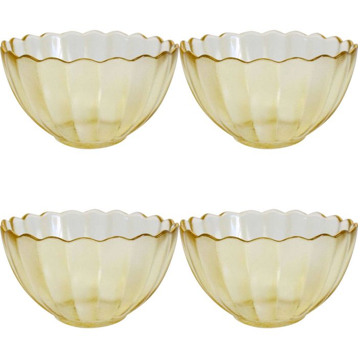 4x LVD Glass Bowl Serving/Decorative Home/Dining Tableware 11.5cm Marrigold/Gold