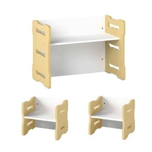 Costway Activity Table Chair Set Convertible Study Play Desk Stools Natural