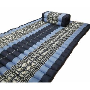 Roll Up Foldable Mattress | Handmade Thai Daybed & Yoga Mat - Blue
