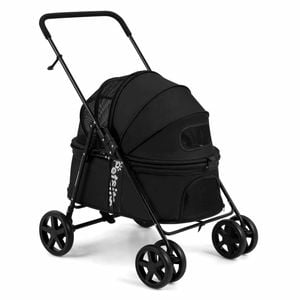 Costway Pet Stroller Foldable Carrier Double-Sided Canopy Black