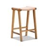 Casey 66cm Nude Tan Flat Leather Natural Teakwood Barstool
