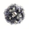 Lifebay Halloween Skull Wreath Black Mesh Door Hanging