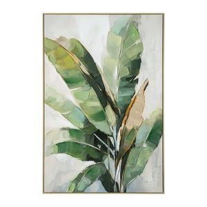 Urban Style Brushmarks Embellished Canvas Banana Palm Green