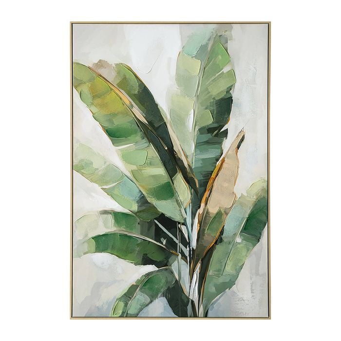 Urban Style Brushmarks Embellished Canvas Banana Palm Green