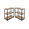 Rome Set of 2 Industrial Style 3-Tier Storage Bookshelf Oak