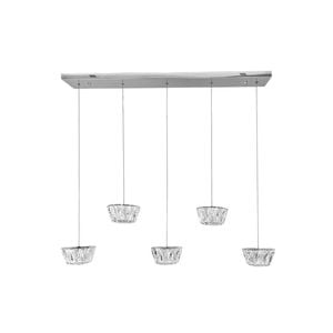 Element Lighting OMANA 5 Light Crystal Pendant Tri-colour LED (Chrome)