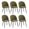Oikiture 6x Dining Chairs Accent Chair Armchair Kitchen Upholstered Linen Green