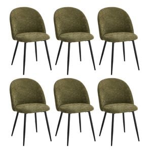 Oikiture 6x Dining Chairs Accent Chair Armchair Kitchen Upholstered Linen Green