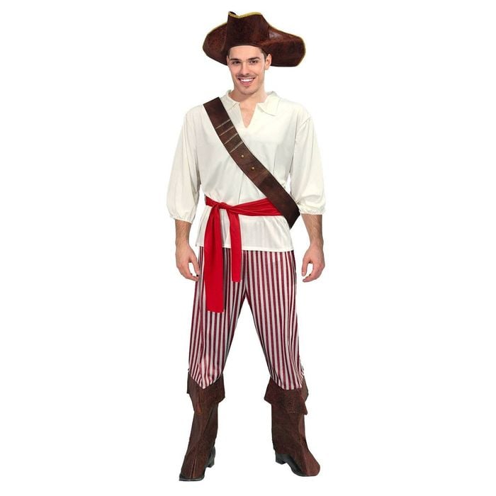 Adult Pirate Lad Halloween Costume Caribbean Top Sash Pants Book Week Dress Up S/M 165-175cm Height