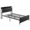 Artiss Double Bed Frame Storage Headboard Charging Station Black