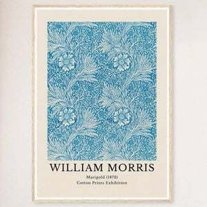 Galrie William Morris Marigold Cotton Print Exhibition from 1873 - Timeless Artistry, Wood Frame, A0 84 x 119cm (33 x 47inch)