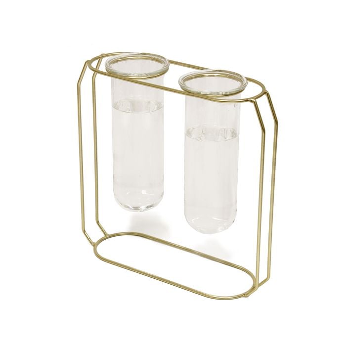 Jack 215 x 75 x 225mm Double Gold Plant Propagation Vase