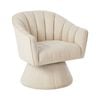 Oikiture Swivel Armchair Linen Fabric Lounge Chair Accent Chair Beige