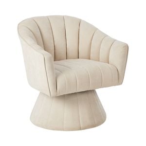 Oikiture Swivel Armchair Linen Fabric Lounge Chair Accent Chair Beige
