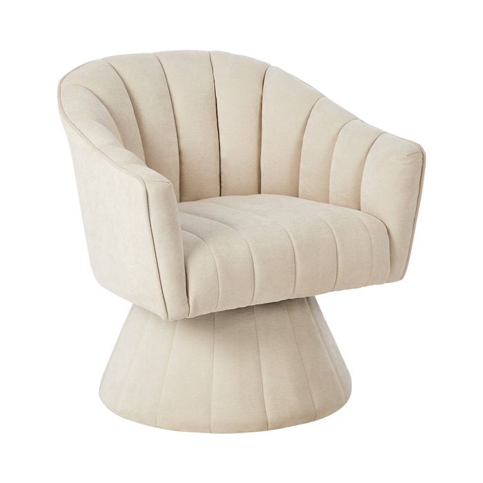 Oikiture Swivel Armchair Linen Fabric Lounge Chair Accent Chair Beige