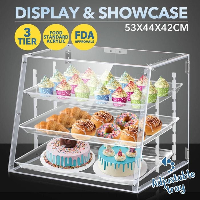 Luxsuite Cake Display Cabinet Tier Acrylic Adjustable Bunnings