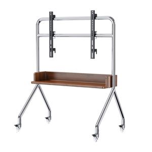 Nomad Solid Mobile TV TROLLEY Stand Mount Bracket Stainless Steel with Timber Shelf 32 to 75 inch