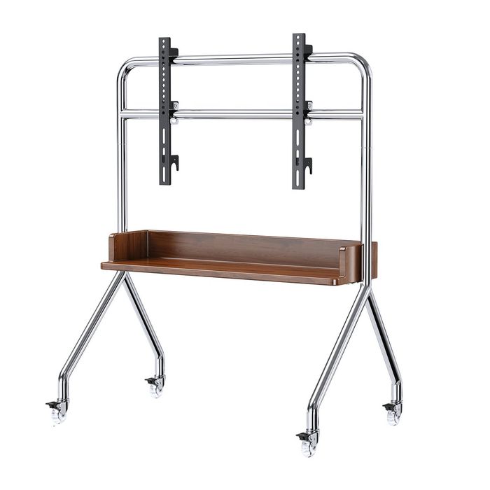 Nomad Solid Mobile TV TROLLEY Stand Mount Bracket Stainless Steel with Timber Shelf 32 to 75 inch
