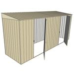 Build-A-Shed 1.2 x 4.5 x 2.0m Skillion Dual Single Hinged Side Doors Shed - Cream