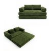 Ufurniture 153cm Convertible 2 Seater Sofa Bed W/ 2 Pillow & Side Pocket No Assembly Corduroy Loveseat Sofa Green