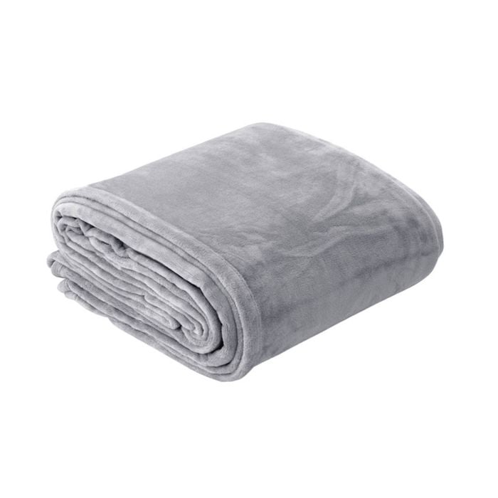 In 2 Linen 350GSM Plush Ultra Soft Velvet Touch Blanket Silver Double/Queen