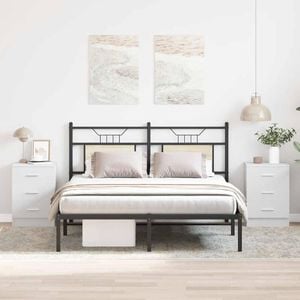 vidaXL 2x Bedside Cabinets White Engineered Wood Nightstand Home Organiser