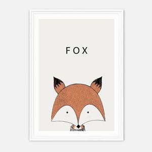Galrie Charming Modern Minimalist Fox Art Print for Home Decor, White Frame, A2 42 x 60cm (16 x 24inch)