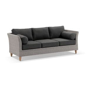 Carolina 3 Seater Outdoor Wicker Lounge - Harper -Charcoal
