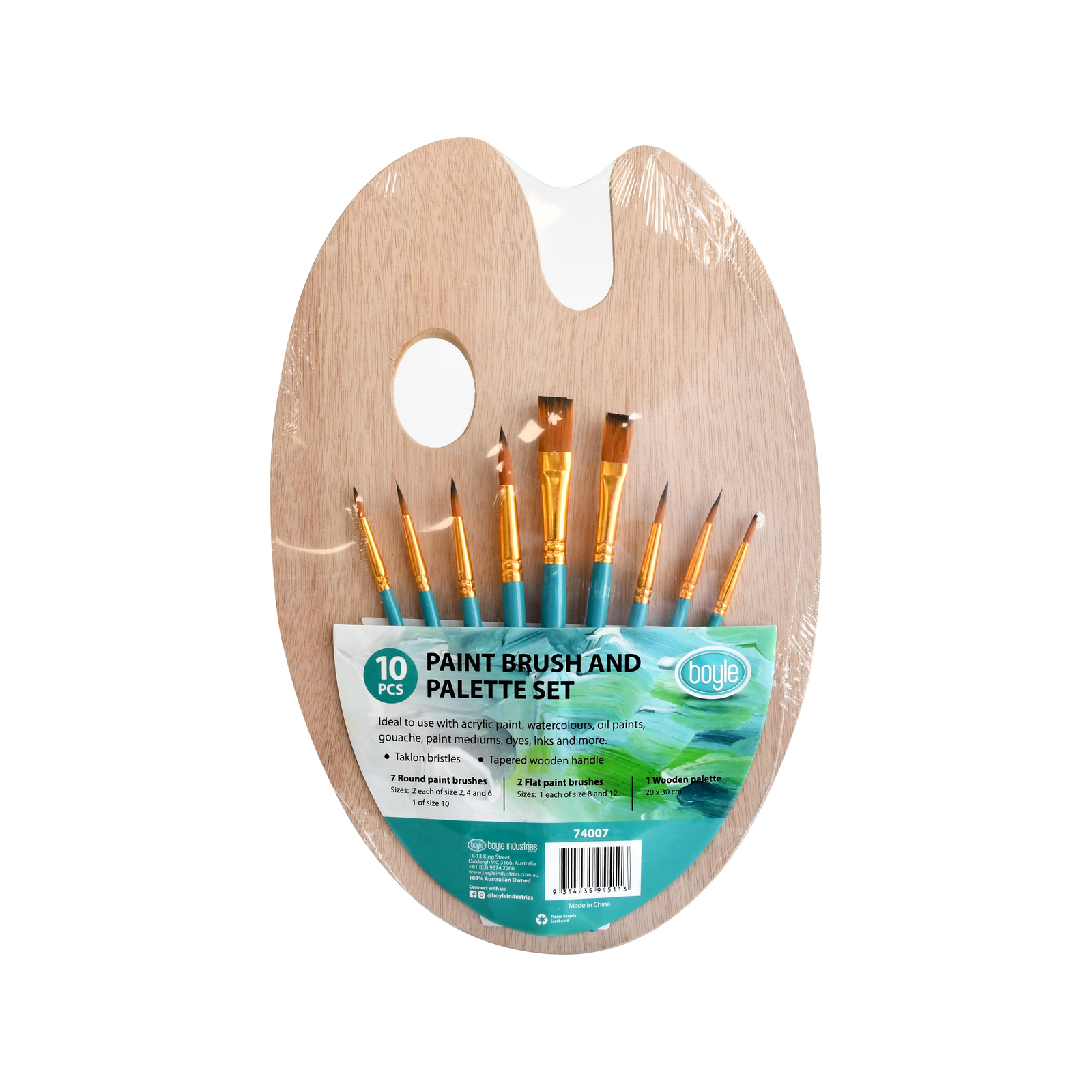 Boyle 10 Piece Paint Brush And Palette Set