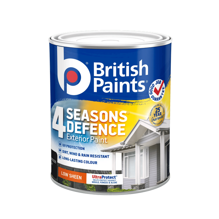 British Paints 4 Seasons Defence 1L Black Low Sheen Exterior Paint