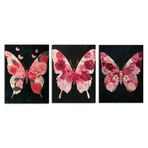 3pcs a Pink Butterfly Nature Colorful Perfect Print 100% Australian Made 3 x 40x60cm (Metal Print)